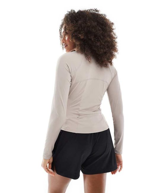 South Beach White Long Sleeved Zip Up Top