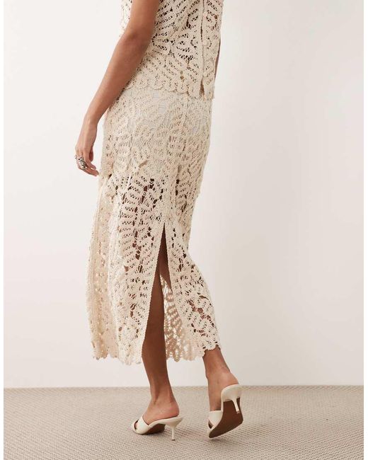 Mango Natural Setenta Crochet Midi Skirt Co-Ord