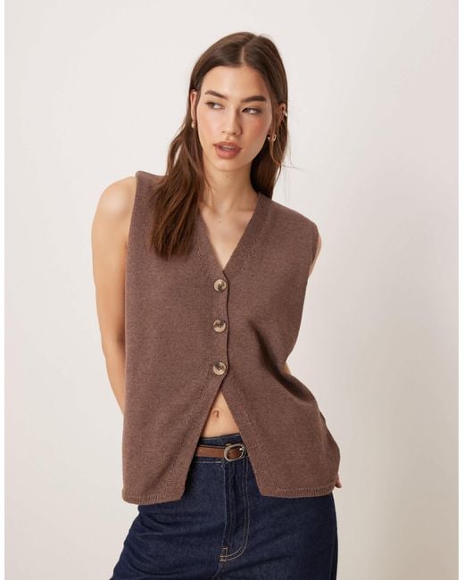 ASOS Natural – schlichte, gestrickte relaxed-fit-weste