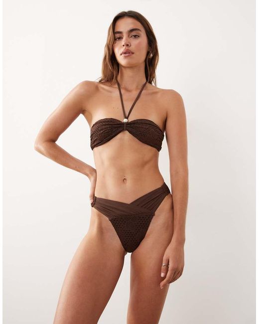 Miss Selfridge White Crochet V Front Bikini Bottom