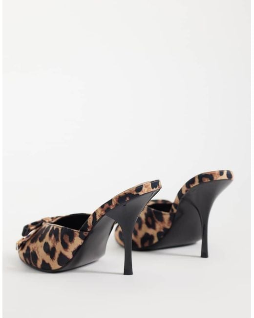 Asos Design Wide Fit White Nelly Bow Detail High Heeled Mules