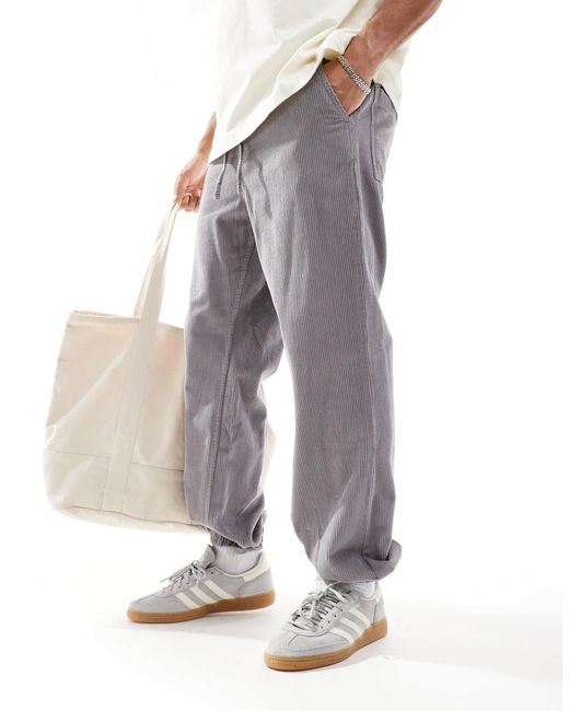 ASOS Gray Tapered Washed Cord joggers for men