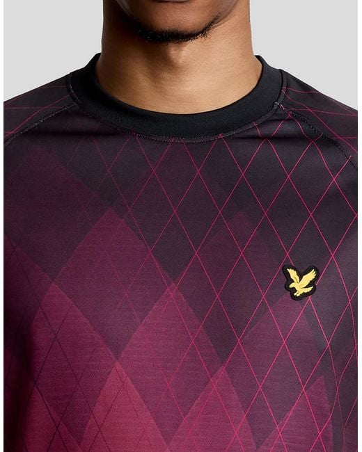 Lyle & Scott Purple Ss T-Shirts Geometric Printed Padel T-Shirt for men