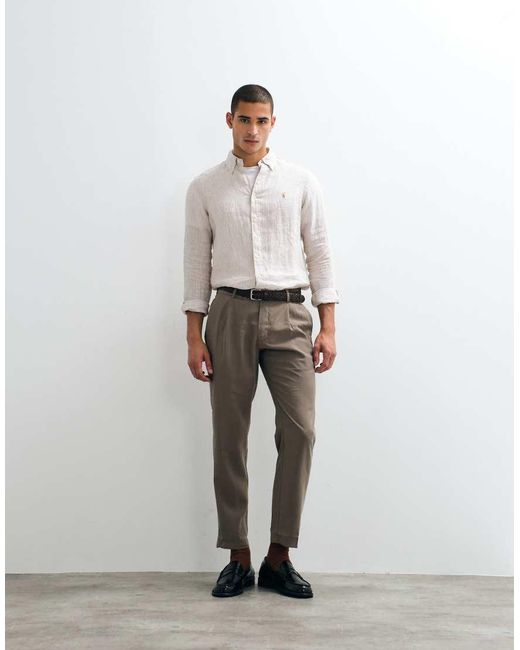 Mango White Modal Rich Pleat Front Tailored Toruser for men