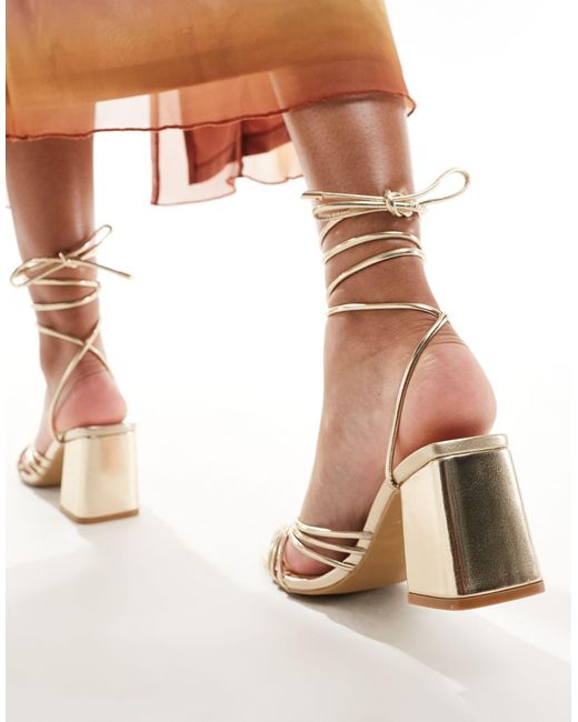 Truffle Collection White Wide Fit Block Heel Strappy Sandal
