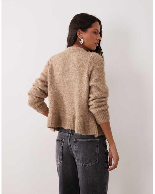 Vila Brown Peplum Hem Knitted Cardigan