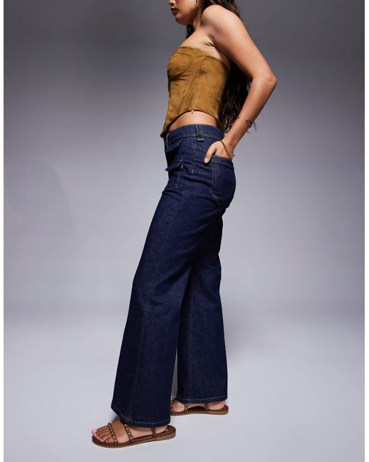 River Island Blue Relaxed Flare Jean