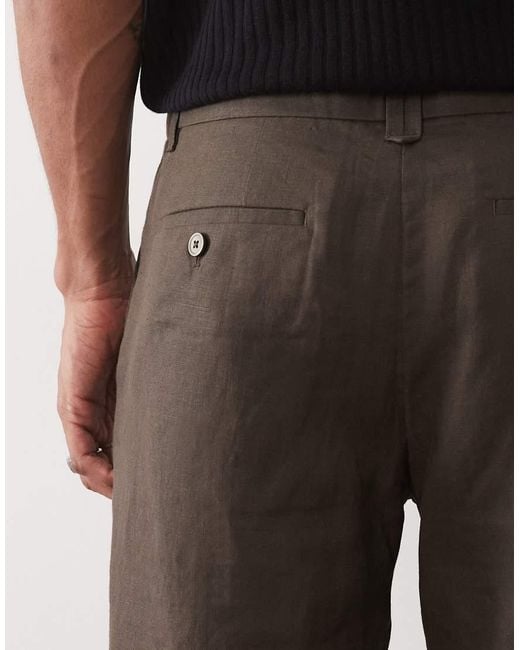 Mango Natural 100% Linen Slim Fit Shorts for men