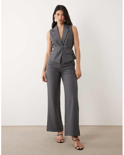Kaiia Gray Exclusive 90S Wrap Detail Cinched Waistcoat Co-Ord
