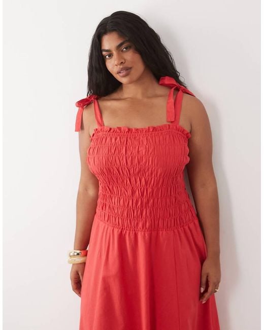 Esmee Curve Red Sleeveless Maxi Beach Dress With Trim