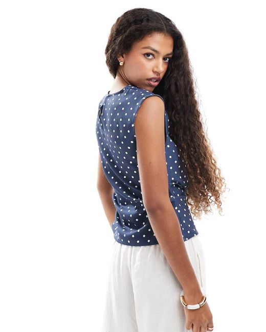 ASOS Blue Cowl Neck Drape Sleeveless Top