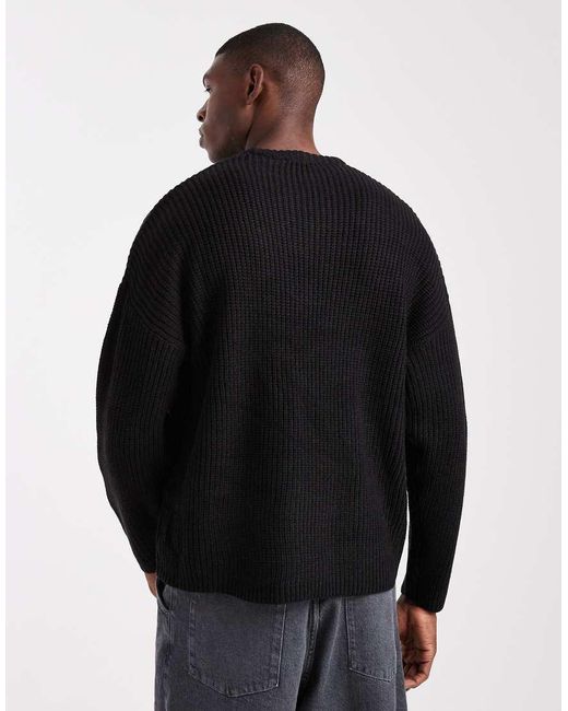 Jersey Extragrande De Punto Inglés De Only & Sons de hombre de color Black