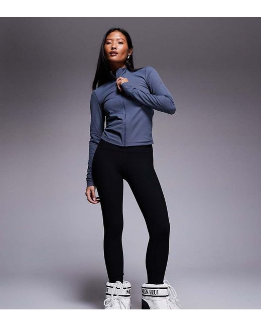 ASOS 4505 Ski & Snow Blue Asos 4505 Petite Ski Thermal Ribbed Fleece Back Base Layer Legging With Sweat Wicking