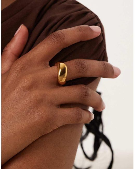 ASOS Metallic Waterproof Stainless Steel Ring With Clean Wave Design