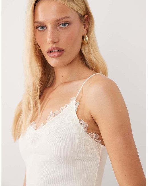 Mango Natural Lace Detailing Cami Top