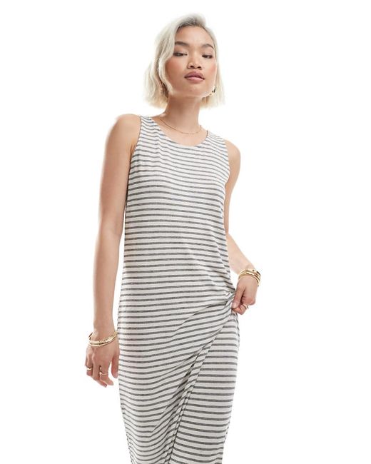 Vestido Largo A Rayas Monocromáticas Sin Mangas De Punto Flameado De -Neutro Vero Moda de color White