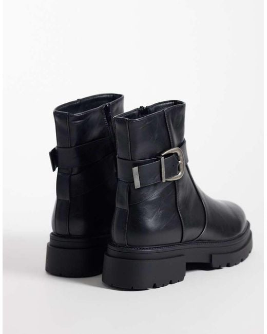 SEQWL Blue Perth Chunky Buckle Detail Boots