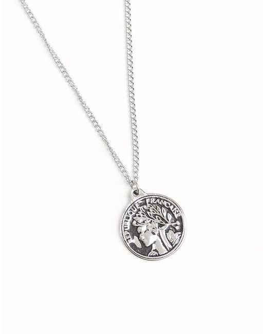 ASOS Black Waterproof Stainless Steel Coin Pendant Necklace for men