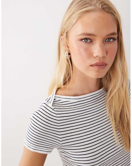 Mango Gray Short Sleeve Knitted Top