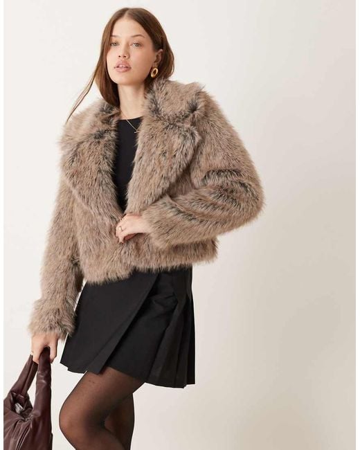 New Look Natural Cropped Faux Fur Jacket