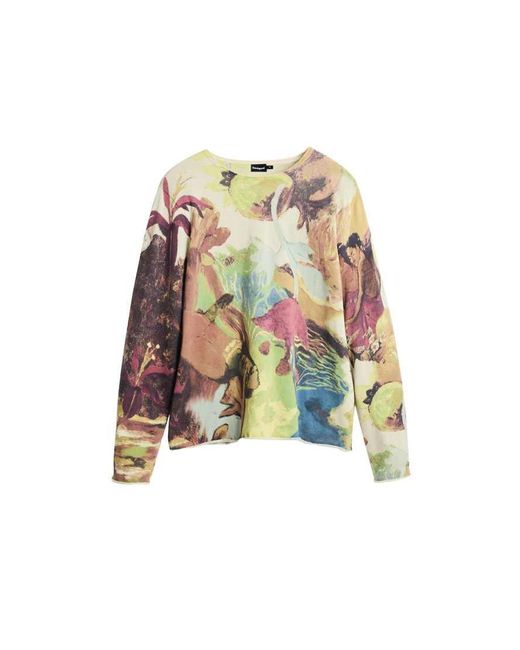 Desigual Green Gaugin Printed Sweater for men
