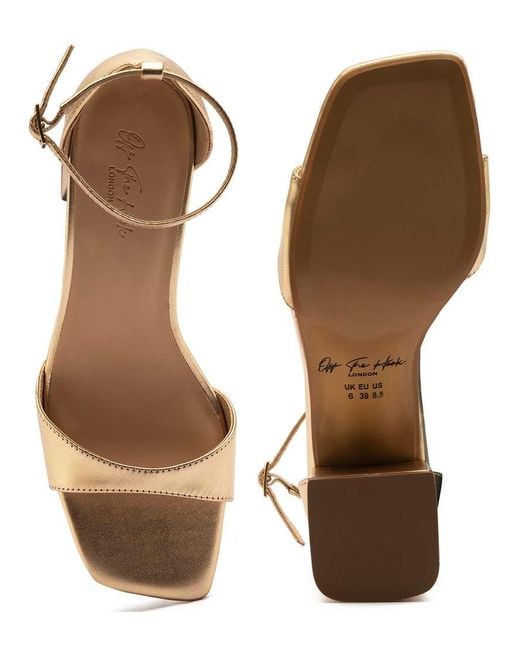 OFF THE HOOK Natural 'Knightsbridge' Low Block Heeled Leather Sandals