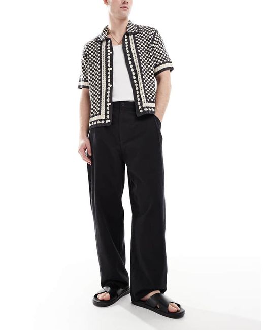 Pull&Bear Broek Met Kreukeltextuur in het Black voor heren