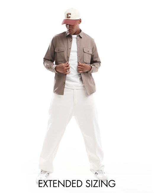 ASOS – hemdjacke aus baumwolle in Natural für Herren