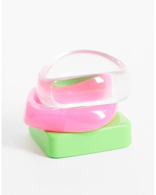 Reclaimed Vintage Pink Neon Bangles 3 Pack for men