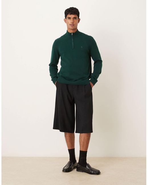 Abercrombie & Fitch Green Long Sleeve Chest Logo Quarter Zip Jumper for men