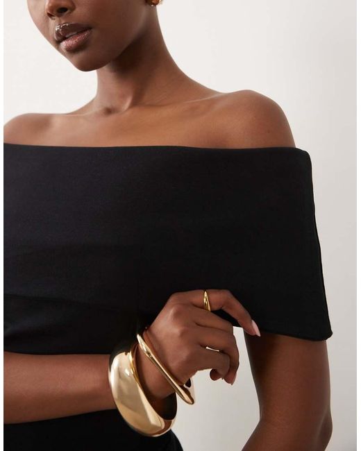 ASOS Black Compact Cotton Bardot Top