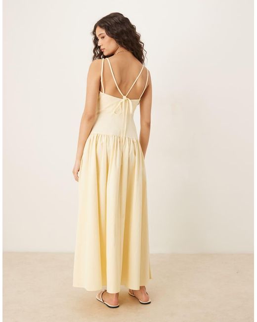 ASOS Natural Premium Strappy Seam Detail Dropped Waist Midi Dress