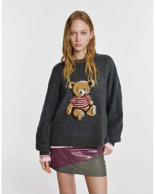 Sweat à motif ourson Pull&Bear en coloris Gray