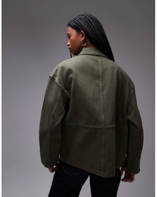 ARKET Gray Denim Jacket With Patch Pockets And Cinch Back