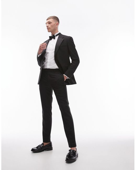 Topman Black Skinny Tux Suit Trousers for men