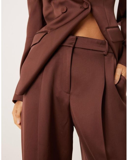 Mango Brown Gilda Satin Tailored Trouser Co-ord