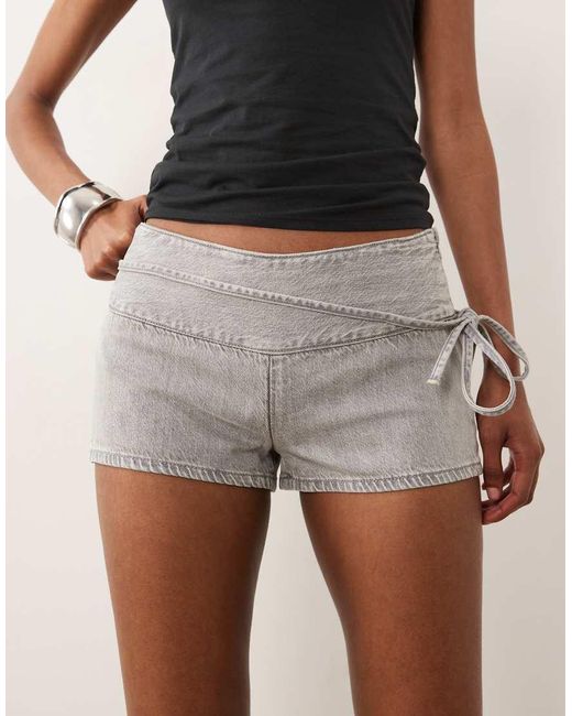 Mango Natural Teen Tie Waist Denim Micro Short