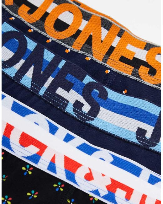 Jack & Jones Blue 3 Pack Printed Trunks for men