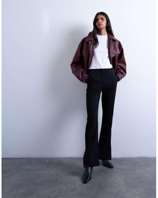 TOPSHOP White High Rise Split Flare Pants