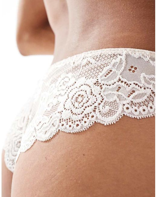 ONLY Brown Lace Trim Brazilian Brief