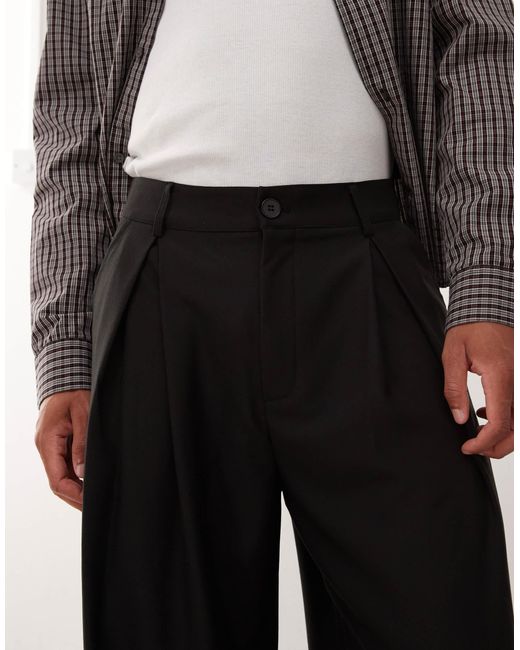 Collusion Black Smart Wide Leg Trouser for men