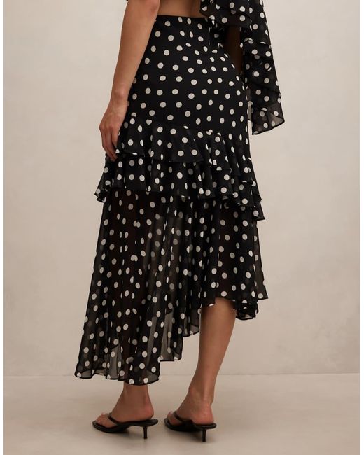 Forever New Black Chiffon Asymmetric Midi Skirt Co-ord