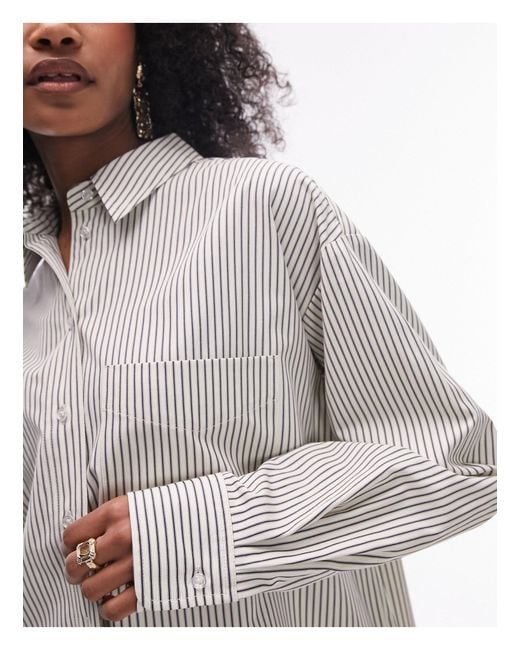 TOPSHOP Gray Co-ord Stripe Shirt