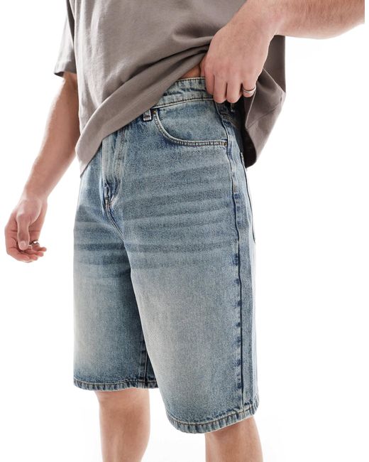ASOS Gray Longer Length Denim Jorts for men