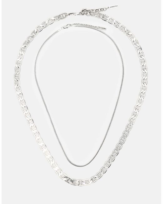 Pull&Bear White 2-pack Of Chain Necklaces for men