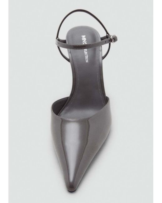 Mango White Sling Back Shoes With Cross Strap Heel