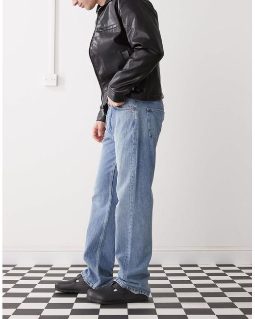 Weekday Blue Meteor Low Rise Relaxed Straight Leg Jeans for men