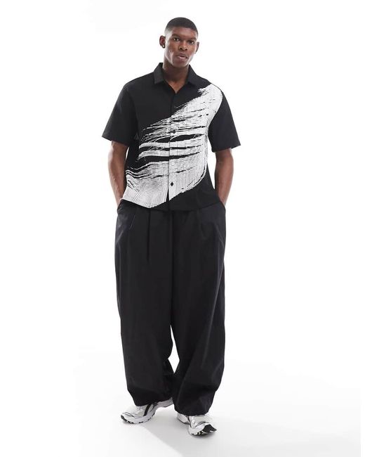 Bershka Overhemd Van Mesh Met Textuur En Print in het Black voor heren