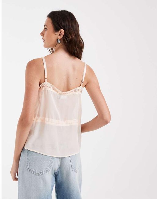 ASOS Natural Satin Lace Cami With Flower Detail