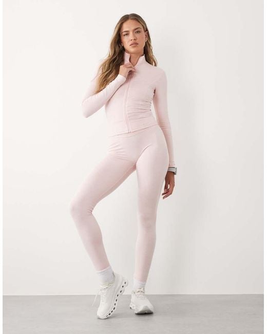 BO+TEE Pink Soft Active Zip Up Seamless Jacket